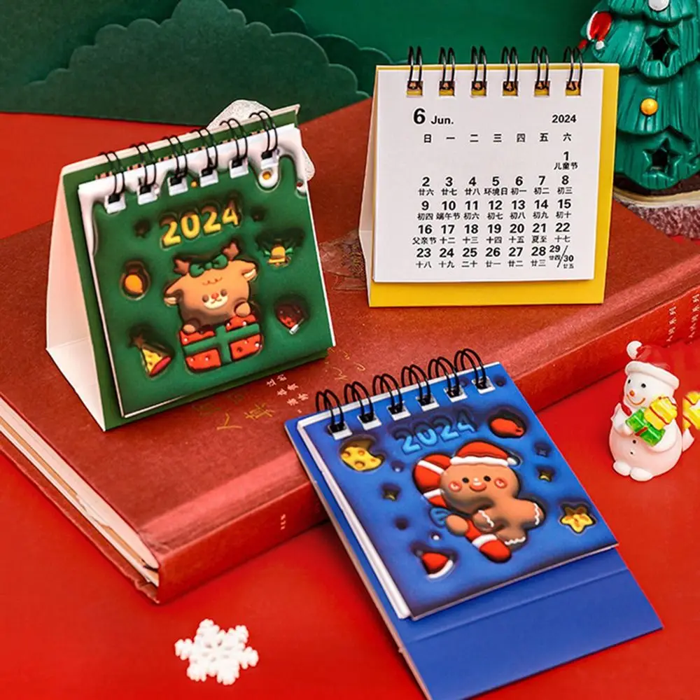 

Desk Standing Calendar 2024 Desktop Small Monthly Planner Table Office Mini Tabletop Schedule Wall Daily Decorative Christmas
