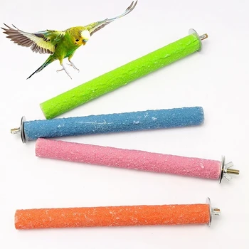 Bird Perch Stand Wooden Rough Birds Paw Grinding Perch Standing Parrot Toy Pet Supplies Random Color