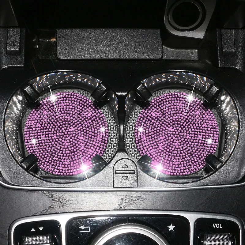 Luxury Bling Diamond Car Cup Holder Coaster Set – Premium Silica Pad Interior Accessories