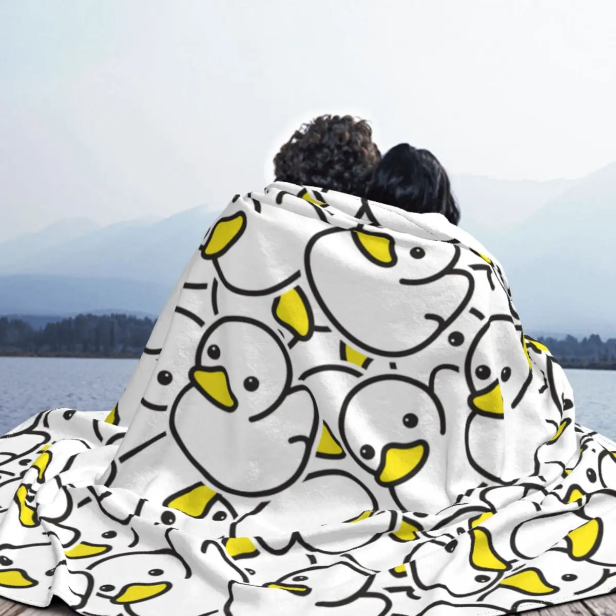 Cartoon Duck Pattern Blankets Fleece All Season Portable Warm Throw Blanket for Sofa Couch Rug Piece