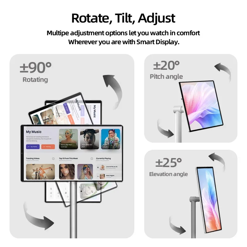 Good Quality Rotatable Screen Lcd Tv Battery Powered 21.5" Touch Screen Tv Portable Ultra Hd Smart Television on Wheels