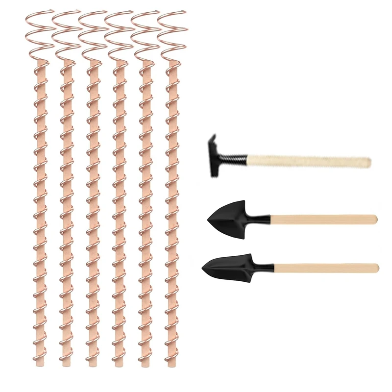 Electroculture Plant Stakes Set 6Pcs 11.5Inch Long Electroculture Gardening Copper Coil Antennas For Growing Garden, Plants Kit