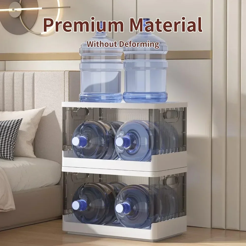 Durable Folding Storage Bins Organizer 2 Tier,Stackable Bins with Lids for  Storage,Containers Organizer for Bedroom Living Room - AliExpress
