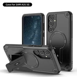 Magnetic Shockproof Armor Phone Case with Kickstand and Magsafe Wireless Charging Compatibility for Galaxy A54 5G (Black)
