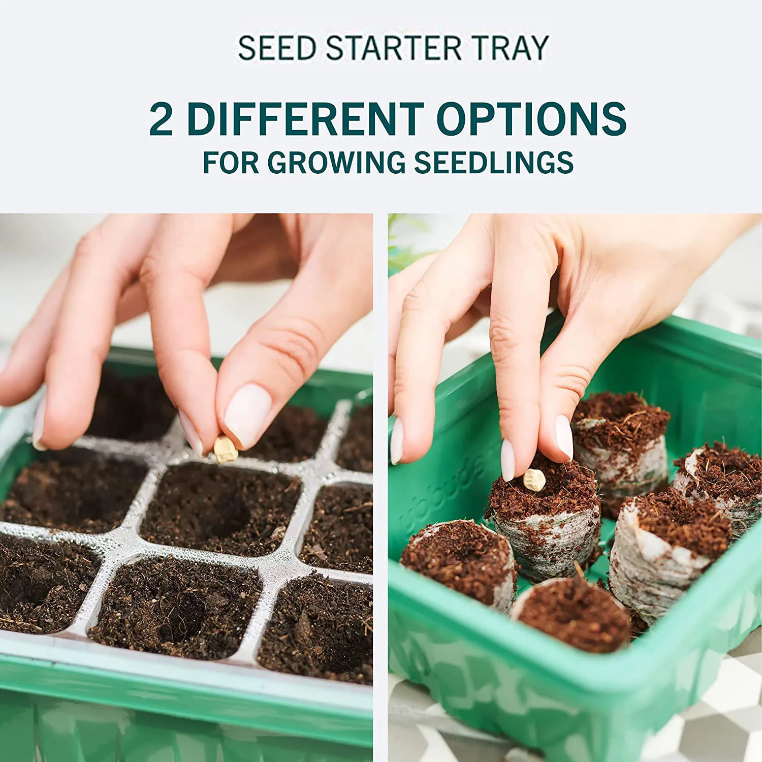 Seed Starter Tray Seedling Tray Seed Starter Trays with Grow Light Seeding Starter Kits with Humidity Domes Cover Indoor Gardening Plant Germination Trays