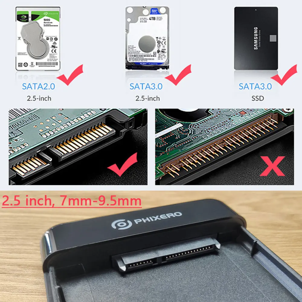 2.5" Inch SATA HDD Enclosure SSD Hard Drive External Case USB 3.0 Type-C 10Gbps 7mm 9.5mm Disk Storage Box PC Laptop