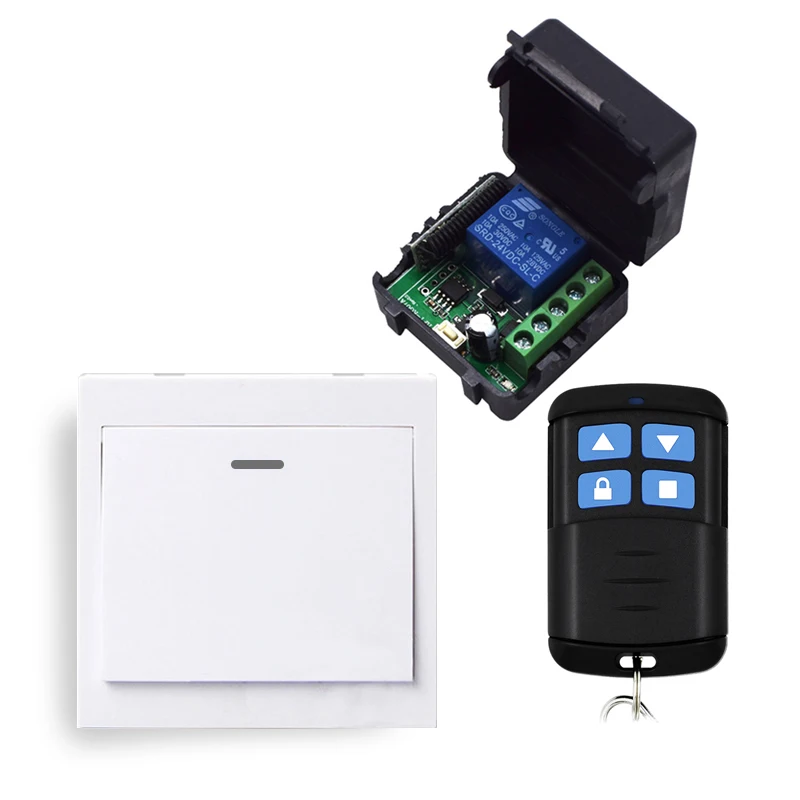 

Wireless 433Mhz Remote Control Switch 12V 24V 220V 1CH Relay Receiver and Wall Button Transmitter For Home Appliance Control