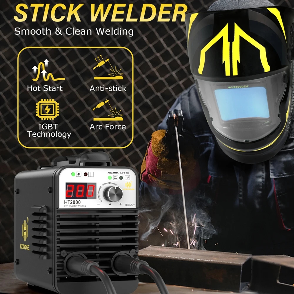 HZXVOGEN 200A 2 in 1 Mini Portable Welding Machine Stick ARC MMA LIFT TIG Welder Machine Digital Display Hot Start for Home DIY 4