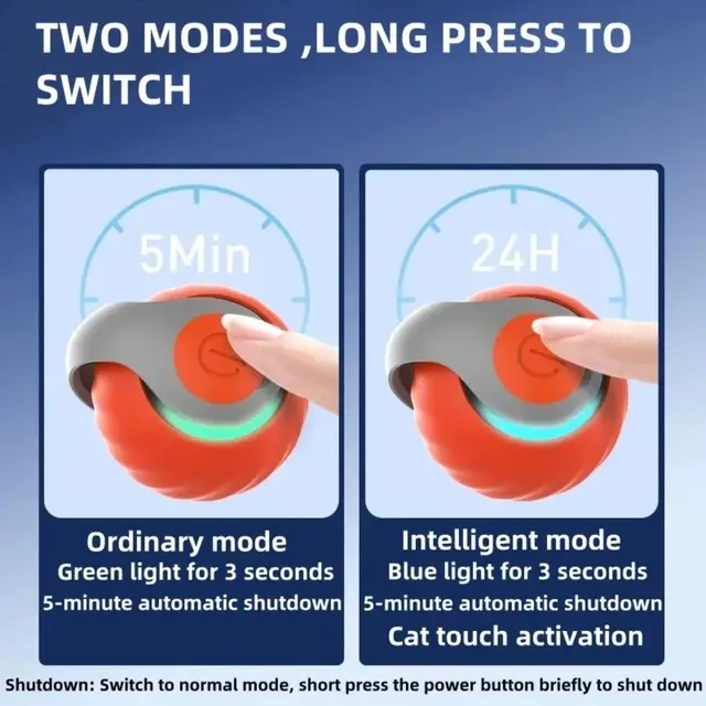 Speedy Tail 2.0 Cat Toys, Smart Interactive Cat Toy Balls, 2 Speed Adjustment Automatic Moving Ball with Replacement Tail 5