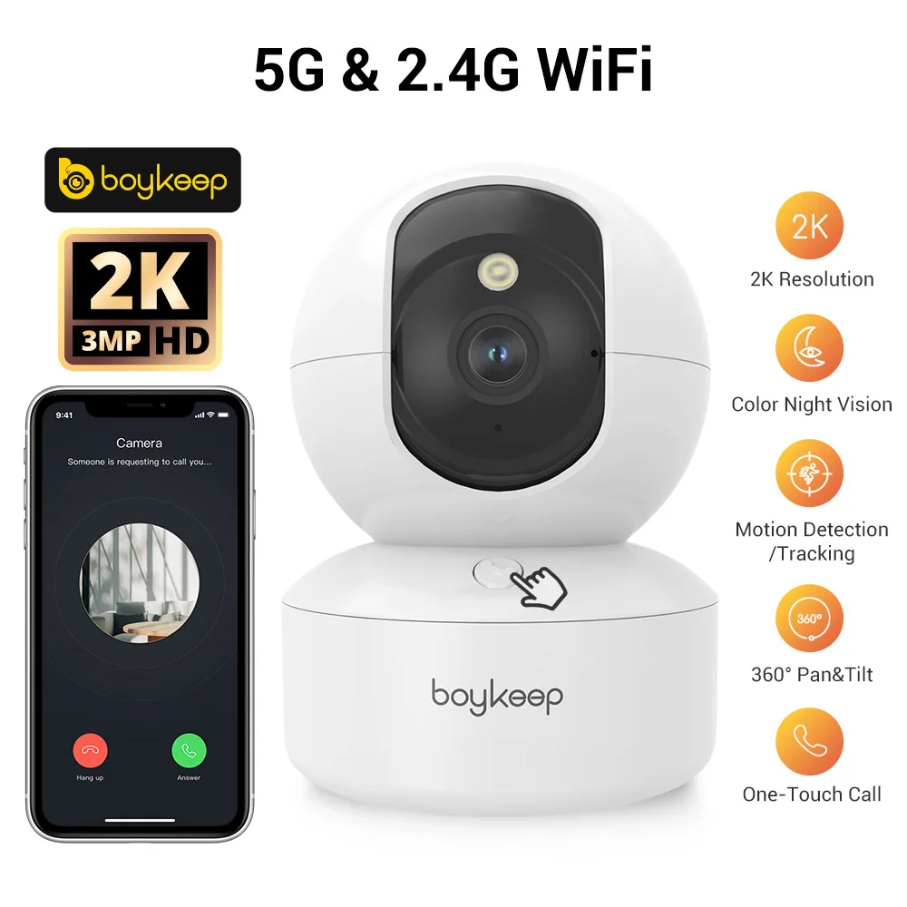 BoyKeep 3MP 5G/2.4GHz WiFi Indoor Home Security IP Smart Baby Monitor Camera Automatic Tracking 24/7 Video Surveillance Camera SHOP
