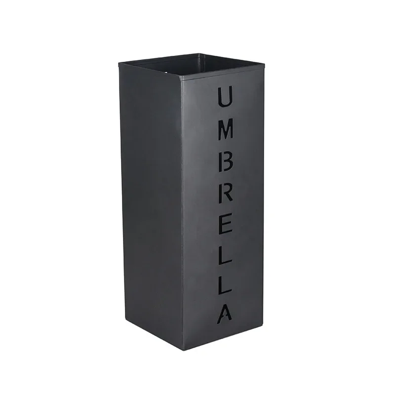 Metal Umbrella Stand Newspaper Magazine Storage Organizer Stamped Embossed Square Design Dried Flower Vase Holder