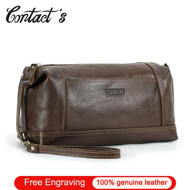Luxury Design Cosmetic Bag for Men Genuine Leather Large Capacity Travel Toiletry Bag Portable Storage Makeup Pouch Wash Bags