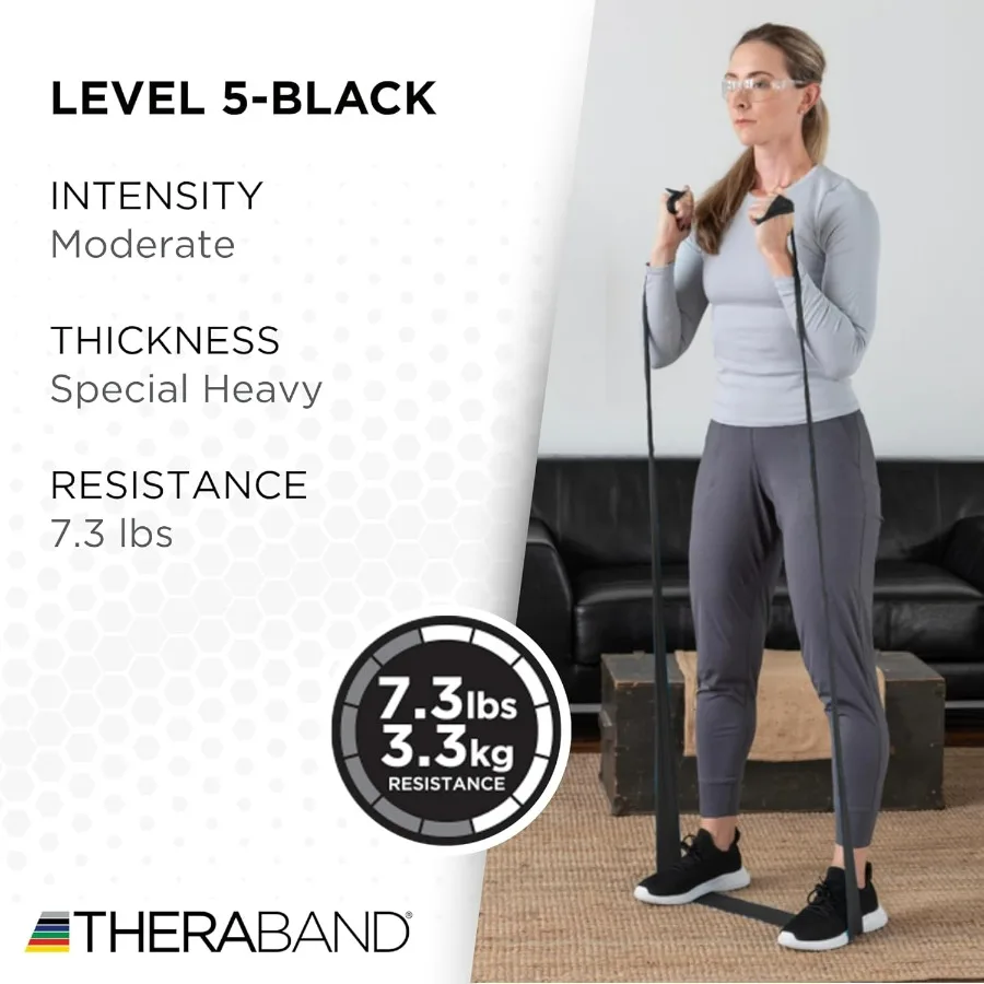 Resistance Band, Black, Special Heavy, 50-Yard Roll, Latex Elastic Band for Exercise