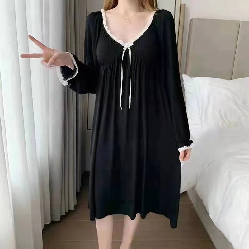 onthouden Houden Beroemdheid Big Size 6XL 150Kg Nachthemden Voor Vrouwen Lange Mouwen Night Jurk Grote  Maat Losse Zwarte Nachthemd Ladie 'S Nachtkleding nachthemd|Nachtjapons &  Slaaphemden| - AliExpress