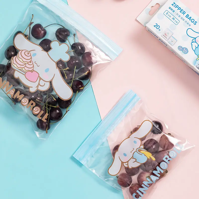 

Kawaii Cinnamorol Sealed Bag Gift/cookie/cloth Storage Pouches Reusable Clear Zip Lock Plastic Packaging Bags Food Grade