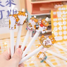 

1pc Tiger Pattern Press Gel Pen Neutral Signature Water Kawaii Writing Tools School Student Writing Stationery Black Ink 0.5mm