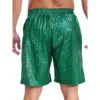 Mens Loose Beach Shorts Loungewear Shorts Checkerboard Metallic Shiny Swimming Boxer Shorts Drawstring Elastic Waistband Pockets 2