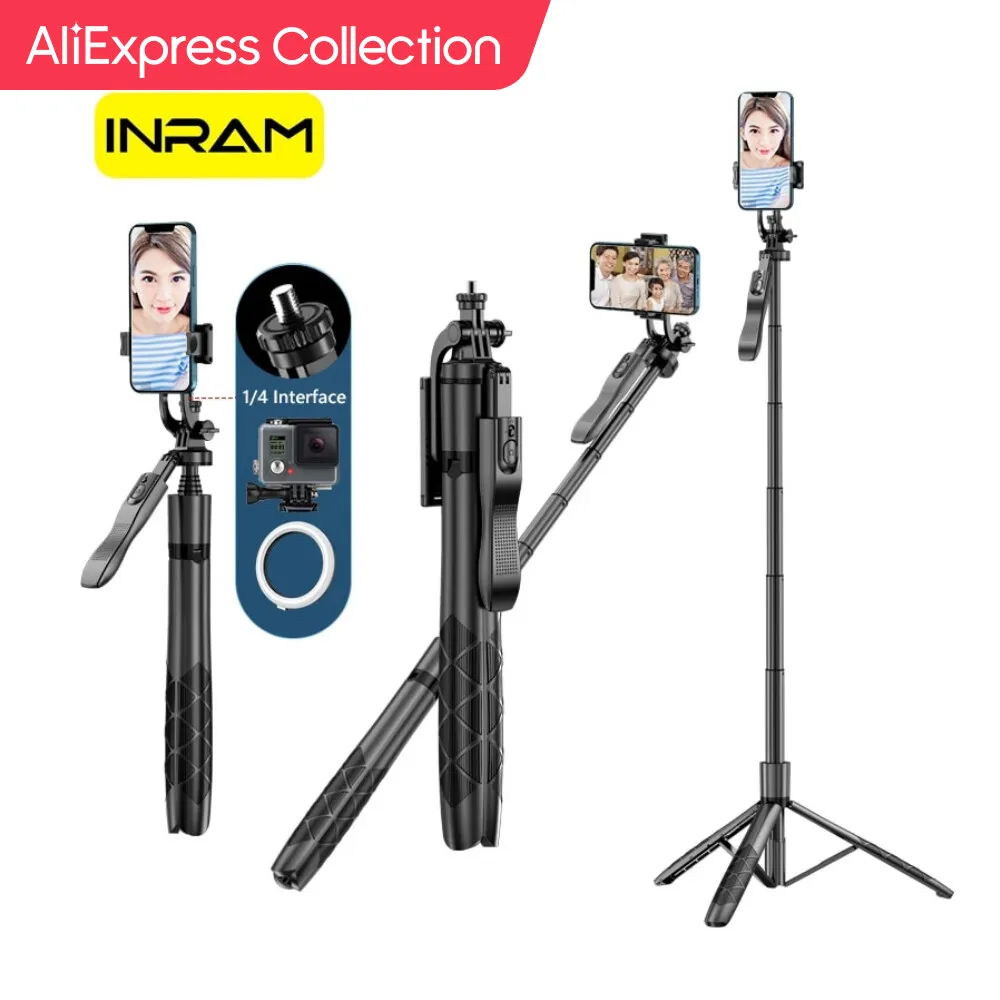 Aliexpress Collection Inram-L16 Wireless Selfie Stick Treppiede Monopiede Pieghevole Per Gopro Action Camera Smartphone Balance