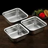 Stainless Steel Vegetable Fruit Drain Storage Tray Thicken Square Serving Salad Mixing Bowl Home Kitchen Filter Plates Container 3