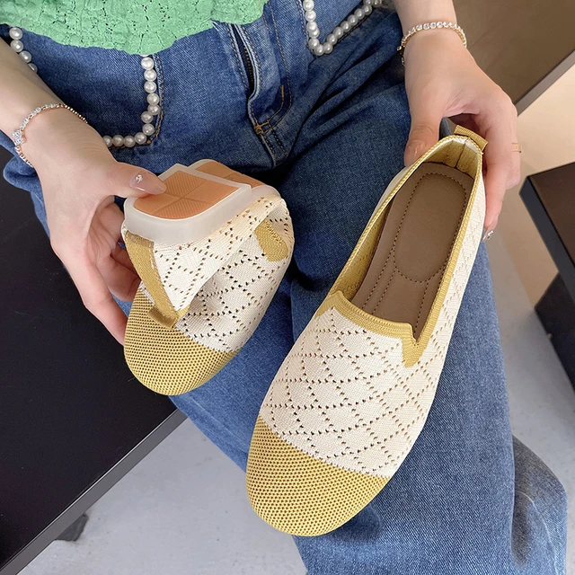 Round Toe Espadrilles Shoes Flat Ladies Fashion Comfortable Womens Casual  Soft knitting and breathable Women's single shoes - AliExpress