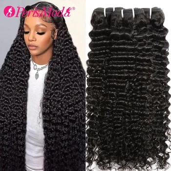 PerisModa Deep Wave Bundles 100% Human Hair Brazilian Weaving Virgin Human Hair Natural Hair Extensions Curly Human Hair Bundles 1