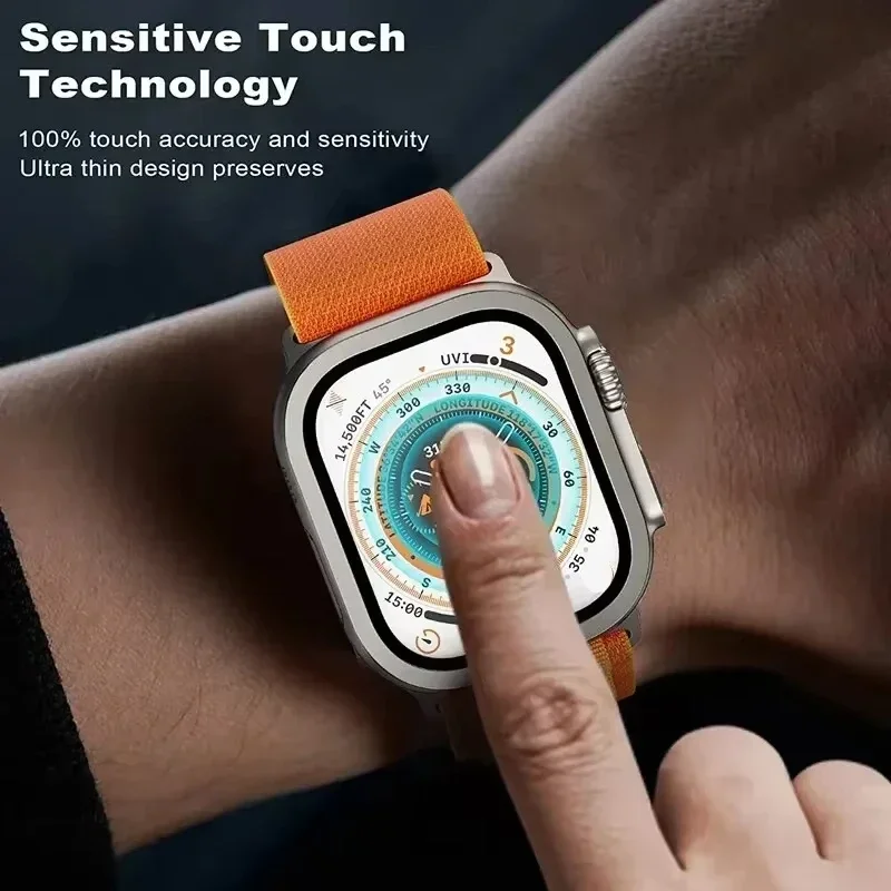 Glass Screen Protector 2PCS Metal Frame + Glass for Apple Watch Ultra 49mm/Ultra 2