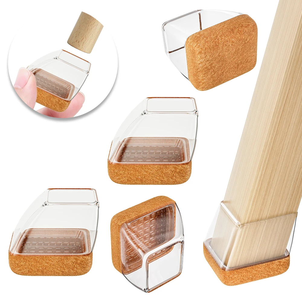 Silicone Chair Leg Caps with Felt Pads - Anti-Slip and Floor Protection Set