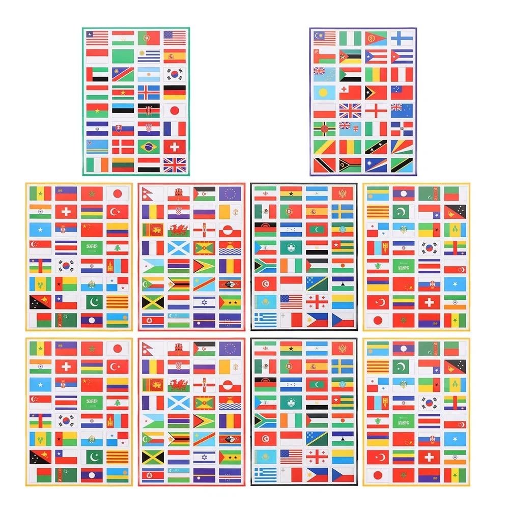 2PCS World Flag Stickers Self-Adhesive Flag Stickers World Match Face Random Style waterproof stickers