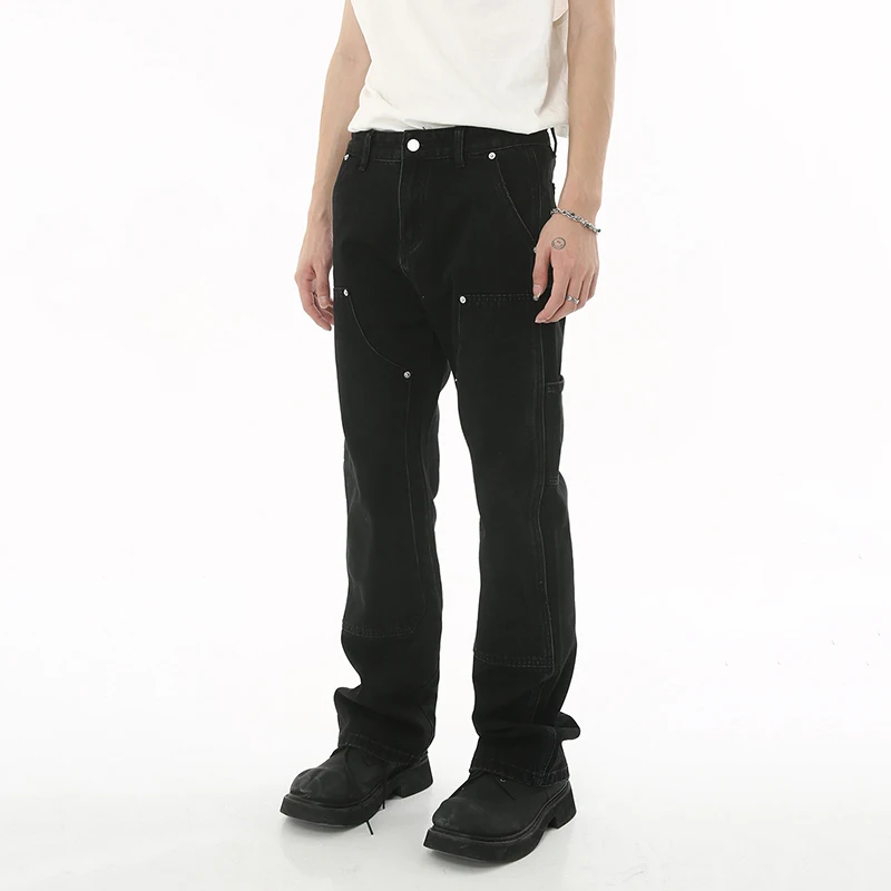 IEFB Slim Fit Ruffle Jeans Trend Men Autumn New Korean Style Handsome Double Knee Decoration Straight Denim Pants Fashion 9C1747 2