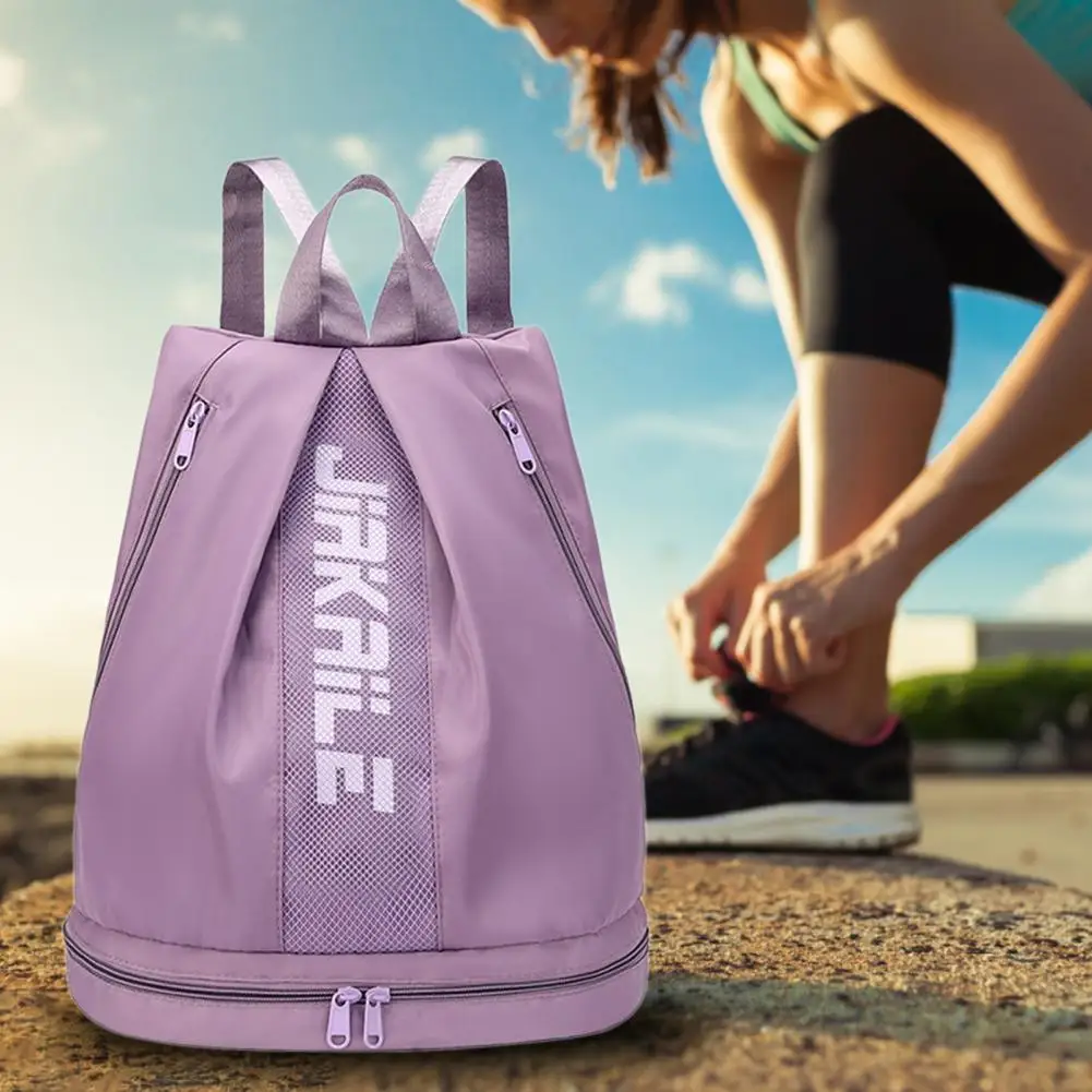 

Gym Backpack With Shoes Compartment Adjustable Shoulder Strap Zipper Closure Sports Backpack Large Capacity Women Travel Bag