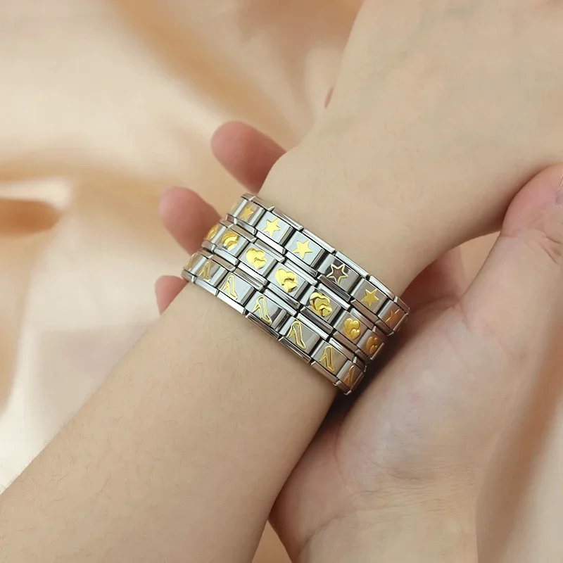 Hapiship 2024 Women's 9mm Itanlian Elastic Star Heart Butterfly Charm Fashion Bracelet Stainless Steel Bangle Jewelry ST-Jian 3