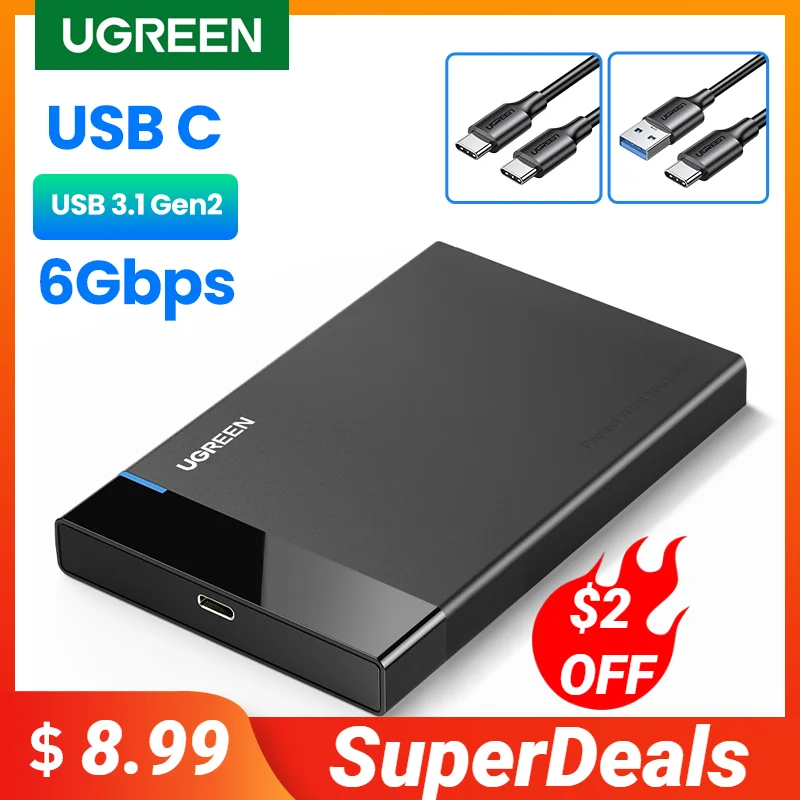 UGREEN-carcasa de disco duro externo SATA a USB 2,5, carcasa de disco para SSD, C 3,0, 3,1 - AliExpress Ordenadores y oficina