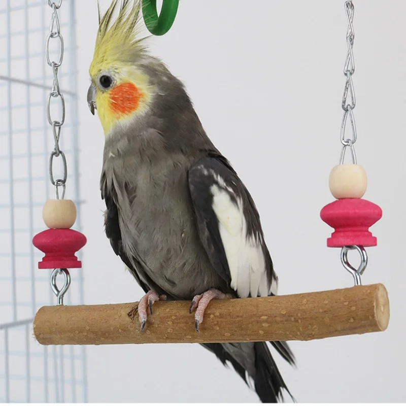 Natural solid wood parrot specific swing bird cage suspension ring suspension bridge swing pet bird toy accessories