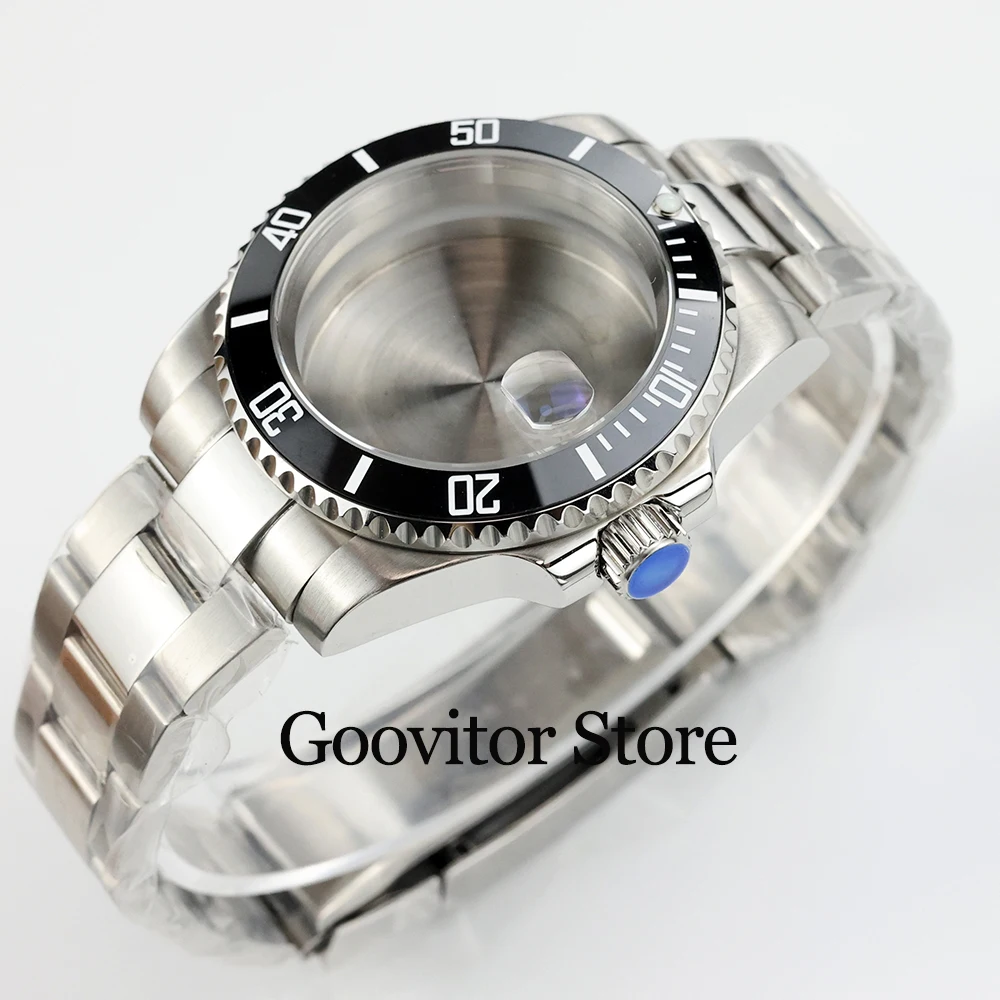 40mm NH35 Case with polish oyster strap Slide Buckle For submariner nh35 nh36 Movement waterproof Sapphire Glass watch case