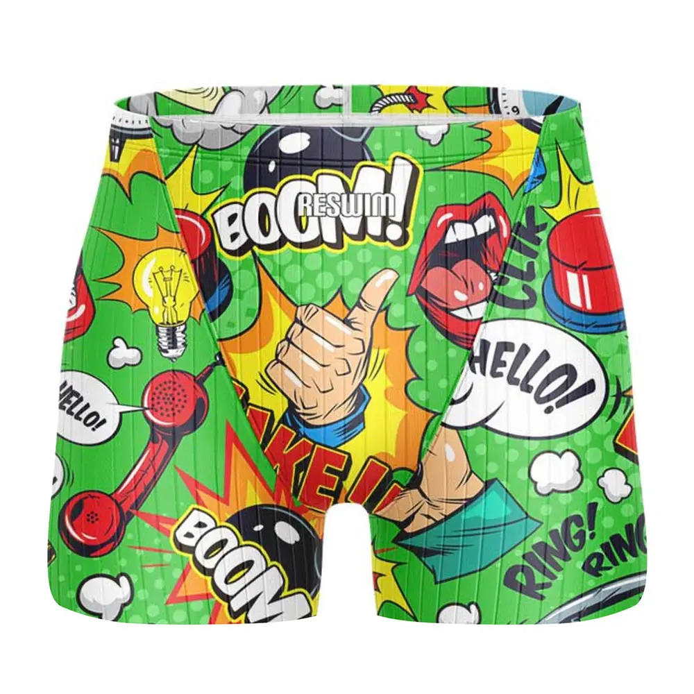 Mens Print Jammer Swimsuit Athletic Training Trunks Bathing Suit Durable Training Swimming Shorts Summer Surfing Diving Swimwear swim trunks swim shorts