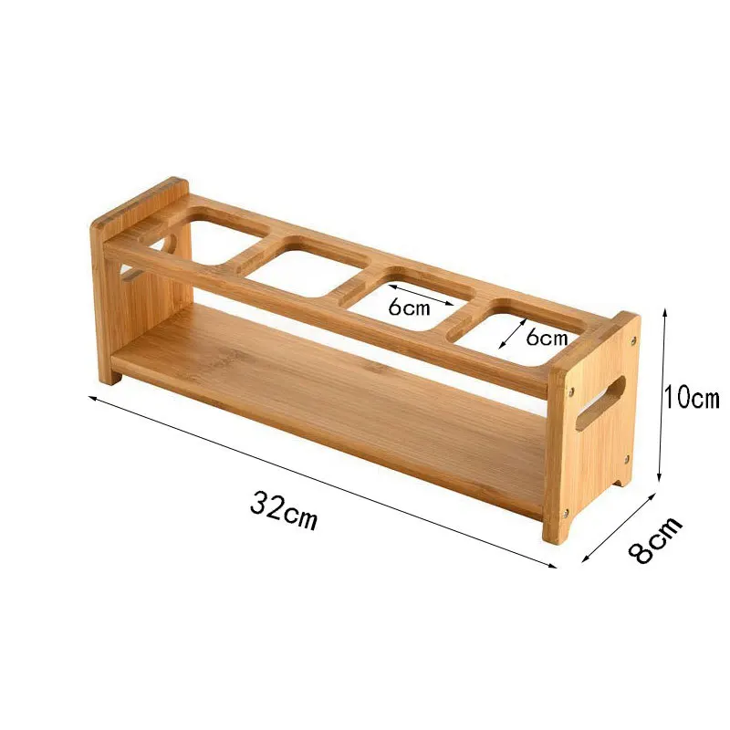 Bamboo Storage Rack Seasoning Rack Red Wine Cup Placement Table Multifunctional Storage Compartment Wooden Shelf Kitchen Tool 6
