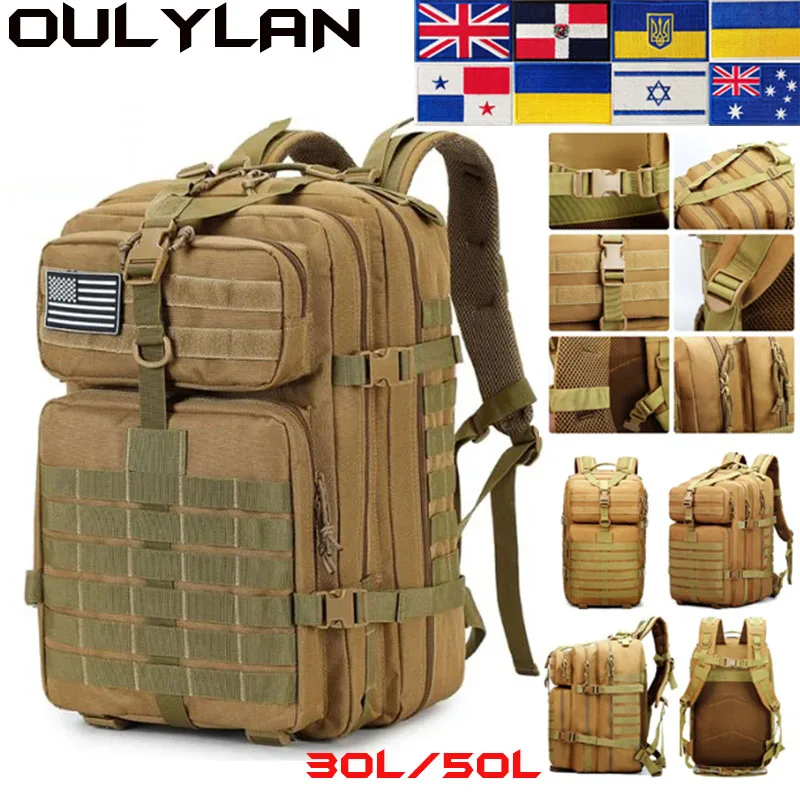 

OULYLAN 30L/50L Tactical Backpack 900D Nylon Waterproof Rucksacks Army Outdoor Sports Camping Hiking Trekking Hunting Bag