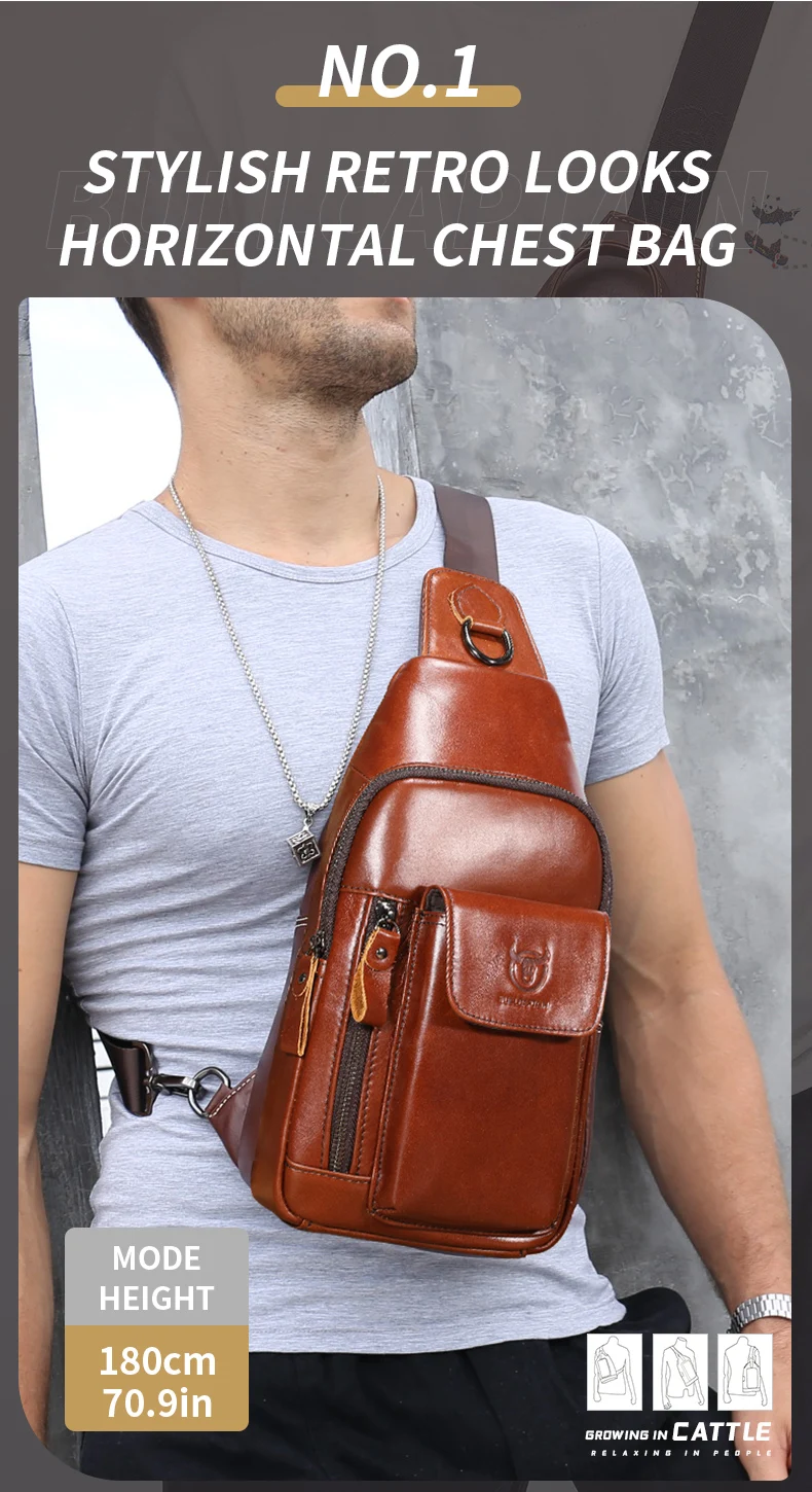 Bullcaptain Herren Multifunktions-Diebstahlschutz-Umhängetasche, Reise-Sling-Tasche, Brusttasche, Messenger-Tasche für Männer – Detail 2
