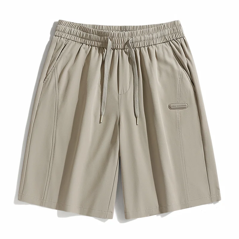 Fashion Solid Color Spliced Pockets Straight Casual Shorts Men's Clothing 2024 Summer Loose Korean Elastic High Waist Shorts