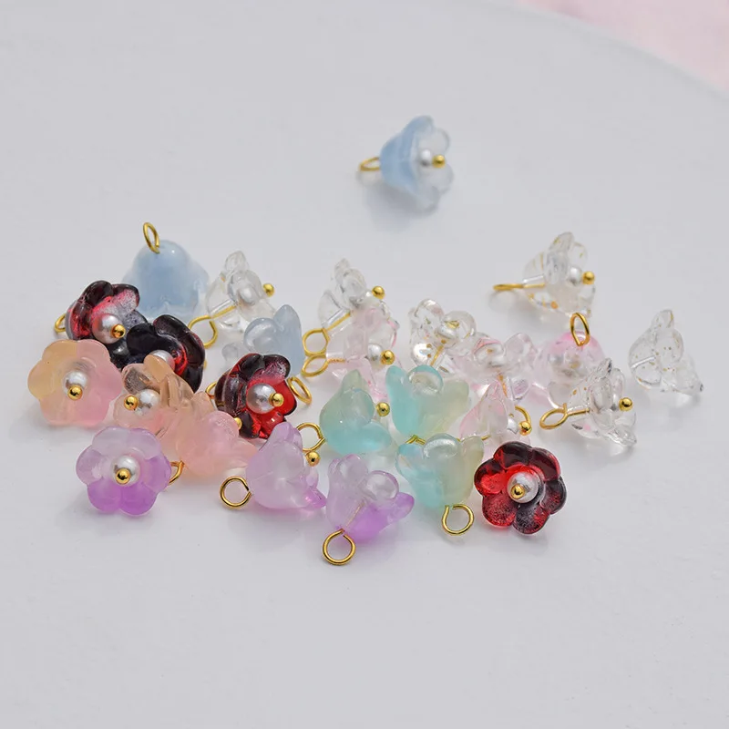 

60 шт./партия, стеклянные бусины-лилии, 12 х13 мм