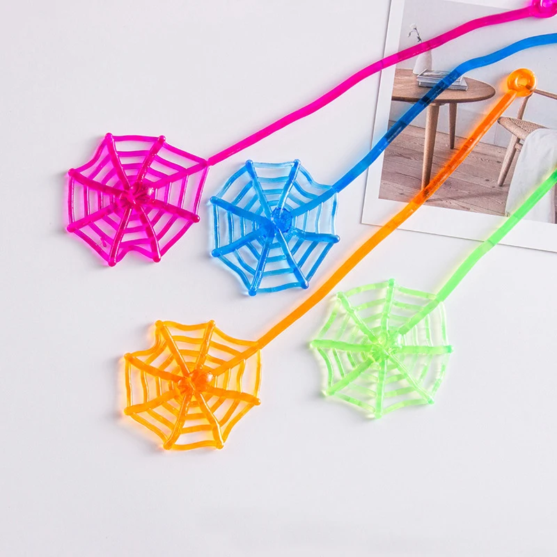 Spider Web Toy 15Pcs Elastically Stretchable Sticky Spider Web Climbing Novelty Toys For Kids Birthday Party Favors Halloween Party Decorations