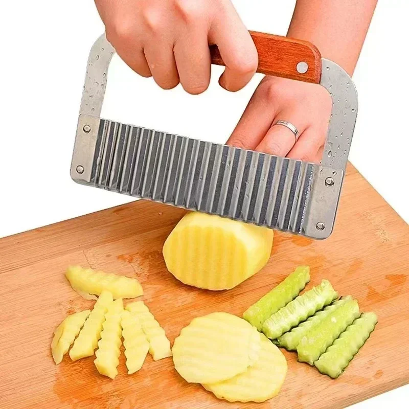 Stainless Steel Vegetable Slicer Potato Chip Dough Fruit Crinkle Wavy Slicer Knife French Fry Maker Tools