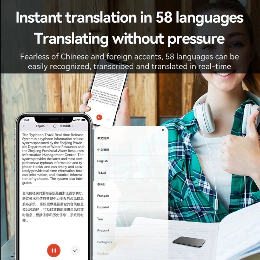 AI ChatGPT-4o Intelligent Voice Recorder Noise Reduction Transcribe Summarize Language Translation Device Audio Dictaphone