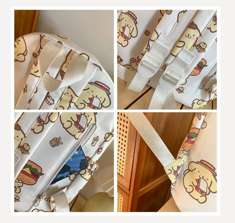 Printed Graffiti Student Girl Backpack Waterproof Backpack Sanrio Pudding Dog Niche Cute Versatile School Bag Korean Girl