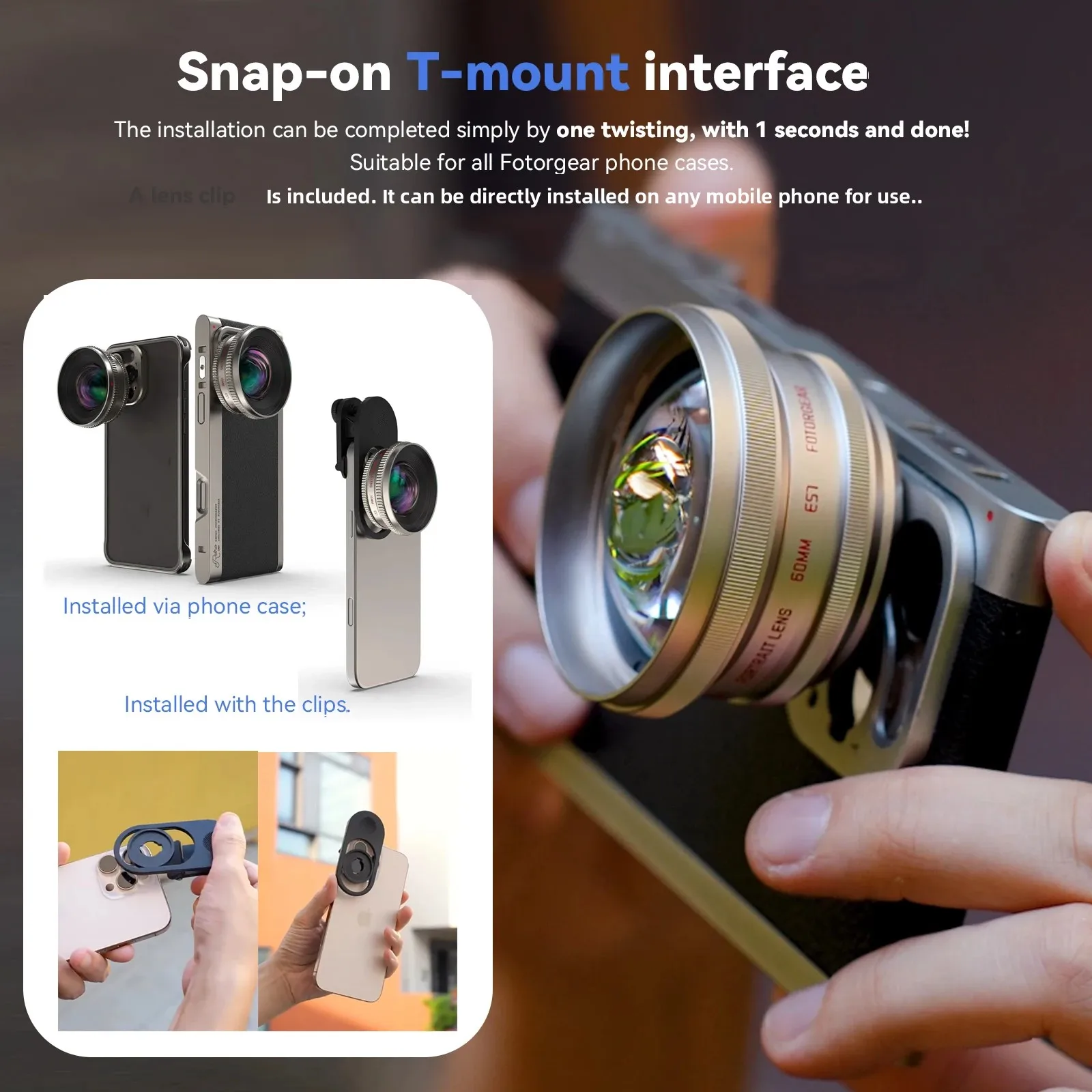 Obiettivo per Ritratti Fotorgear 60mm - Ingrandimento 2X, Cattura la Bellezza dei Ritratti, Lente per Telefono con Clip e App Fotorgear - immagine 3