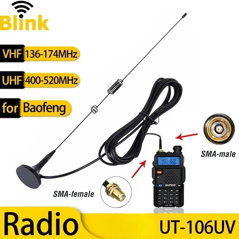 Nagoya UT-106UV Car Ham Radio Magnetic Antenna VHF/UHF Dual Band SMA-Female for Baofeng BF-888S UV-5R/9R/10R/82 Walkie Talkie radio antenna qrp antenna ham radio antenna hf antenna two way radio antenna