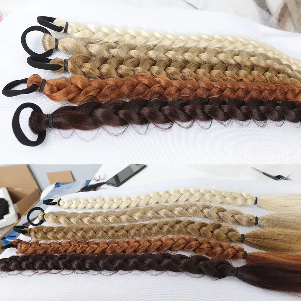Synthetic Black Braided Ponytail Hair Extension for Women