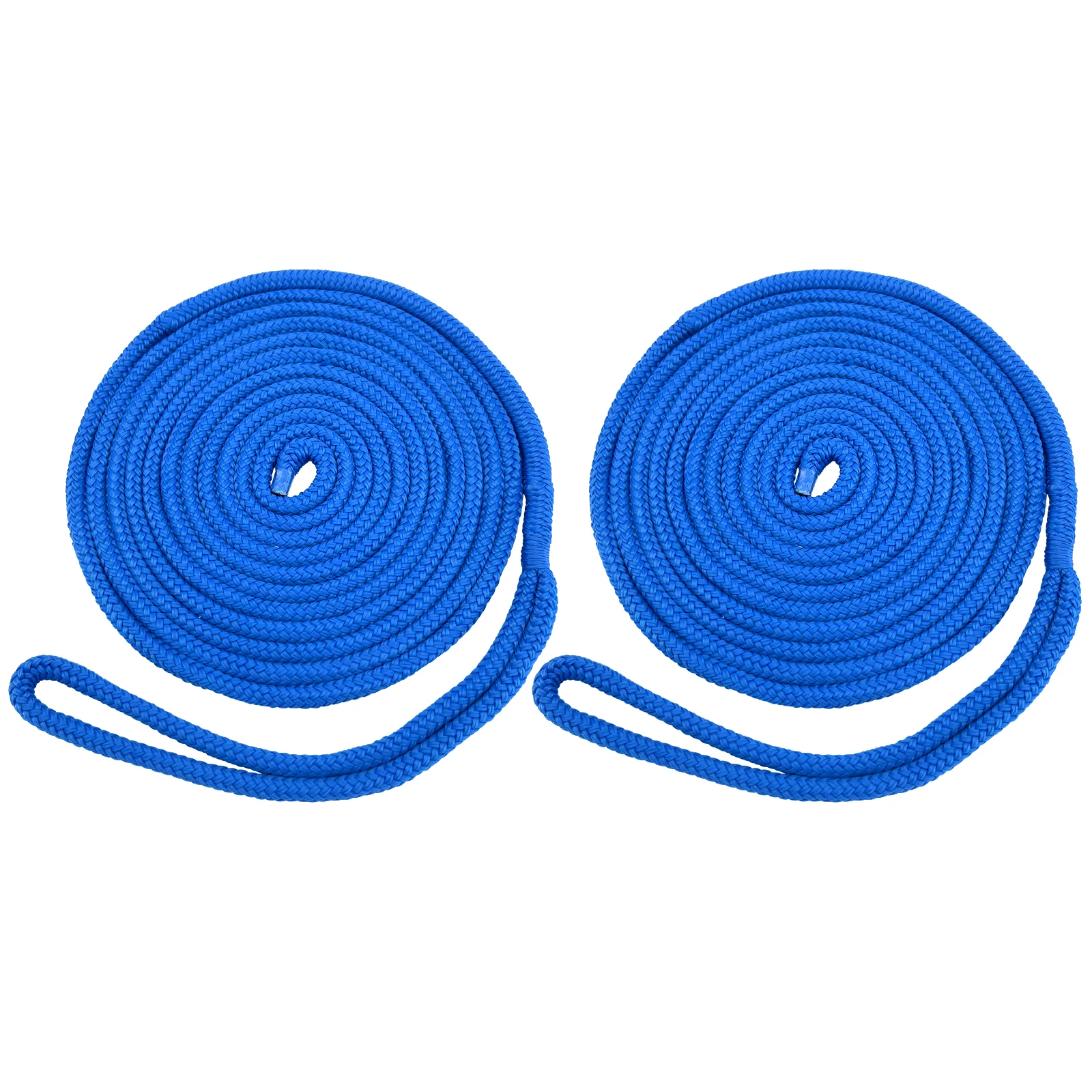 2PCS 25Ft*3/8Inch Blue Nylon Double Braided Deck Mooring Line Anchor Dock Rope Marine Hardware Rigging Accessories nylon boat rope cleat portable open base cleat dock desk line cleat with stainless steel screw for yacht