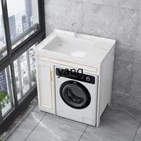 เคาน์เตอร์หินอ่อน LMM สำหรับอพาร์ทเมนต์ขนาดเล็ก ตู้ซักผ้าแบบรวม เครื่องซักผ้าแบบติดตั้งบนเคาน์เตอร์ อ่างล้างหน้าแบบรวม 5