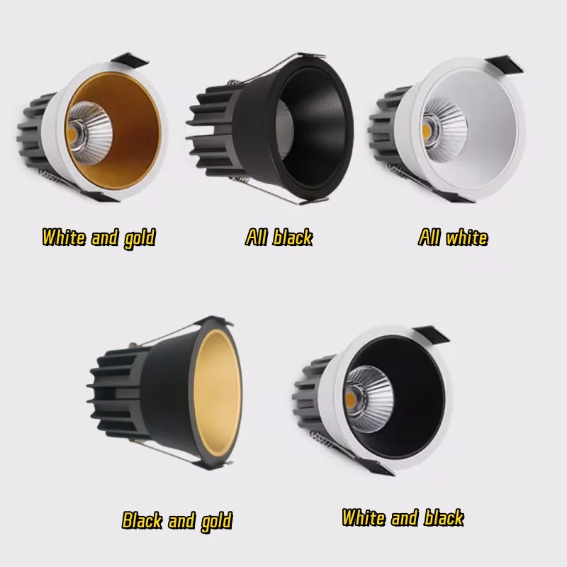 Dimmable Led Downlight Recessed Ceiling Lamp Spotlight Aluminum Led COB Light 7W10W12W15W18W20W24W AC110V 220V Home Office Store